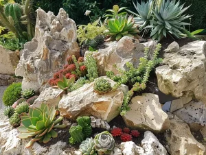 Steingarten mit Sukkulenten - Inspiration