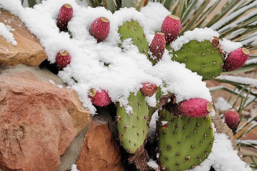 Opuntia im Schnee