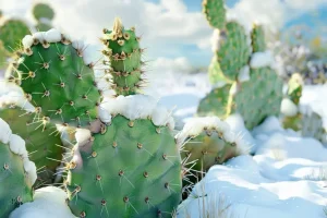 Winterharte Kakteen im Schnee